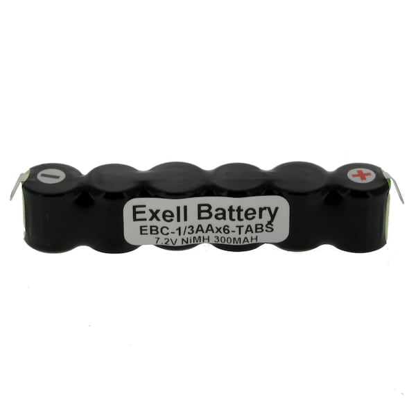 Exell Battery 7.2V 300mAh Custom NiMH Battery w/Tabs Hobby Customs RC Remotes EBC-1/3AAX6-TABS - main